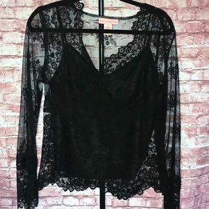 Bandolino Black Long sleeve lace blouse